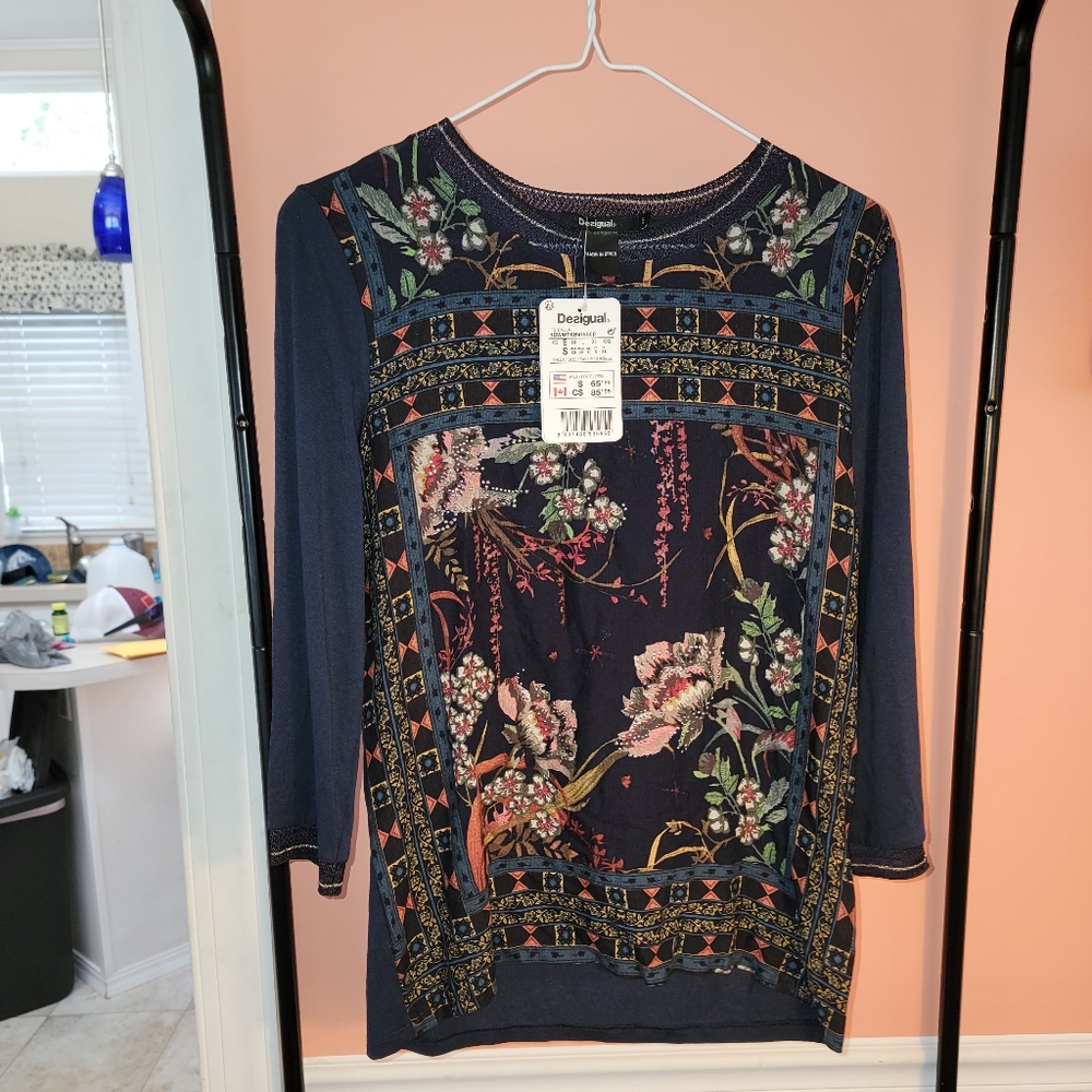 Desigual Dalila Long Sleeve T-Shirt Floral Print Small